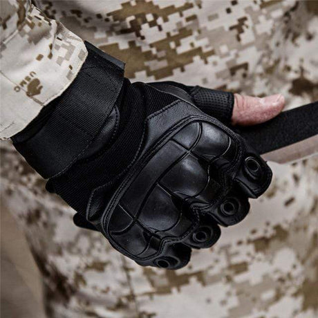 Hand Protection Half Finger Gloves army surplus BushLine Black L