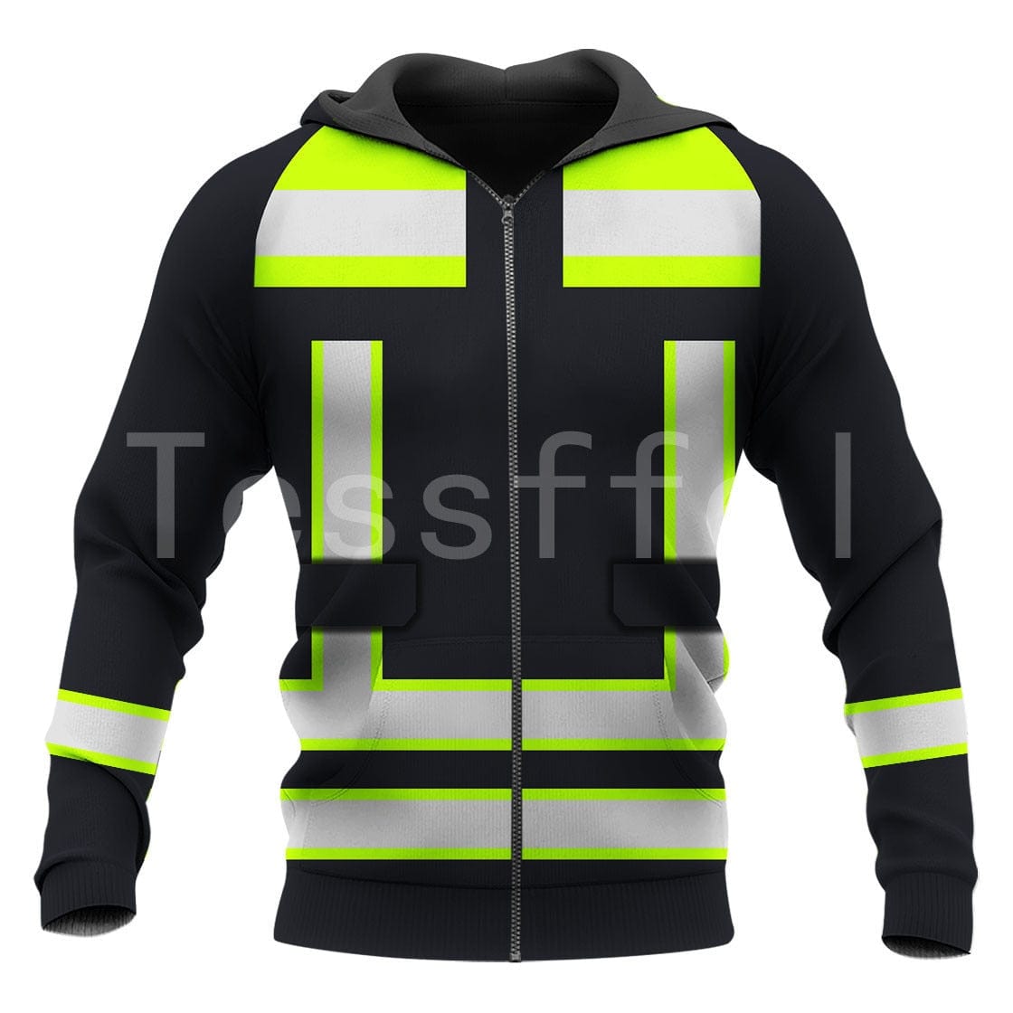 Hi Vis Hoodie Sweat Shirt Black/yellow Hi-Vis & Safety BushLine Zip Hoodies XS