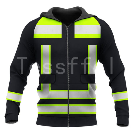 Hi Vis Hoodie Sweat Shirt Black/yellow Hi-Vis & Safety BushLine Zip Hoodies XS