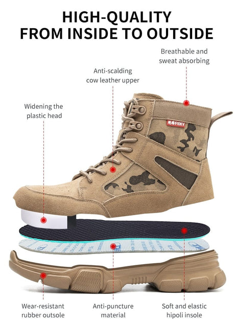 Impact Proof Outdoor Mens Tan Work Boots Adventure Footware  