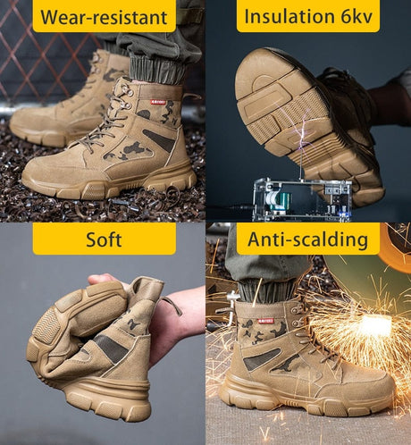 Impact Proof Outdoor Mens Tan Work Boots Adventure Footware BushLine safety shoes 7