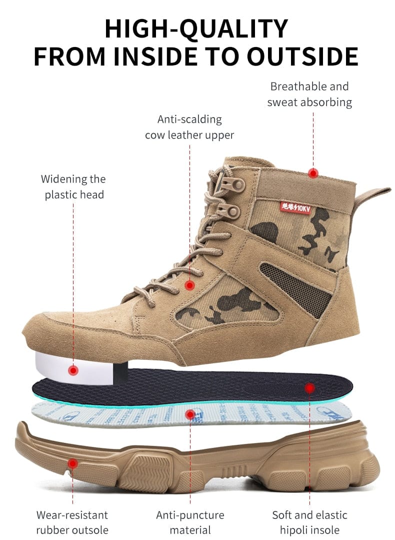 Impact Proof Outdoor Mens Tan Work Boots Adventure Footware  BushLine