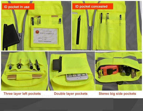 Khaki Work Safety Vest High Visibility Outdoor Clothing  