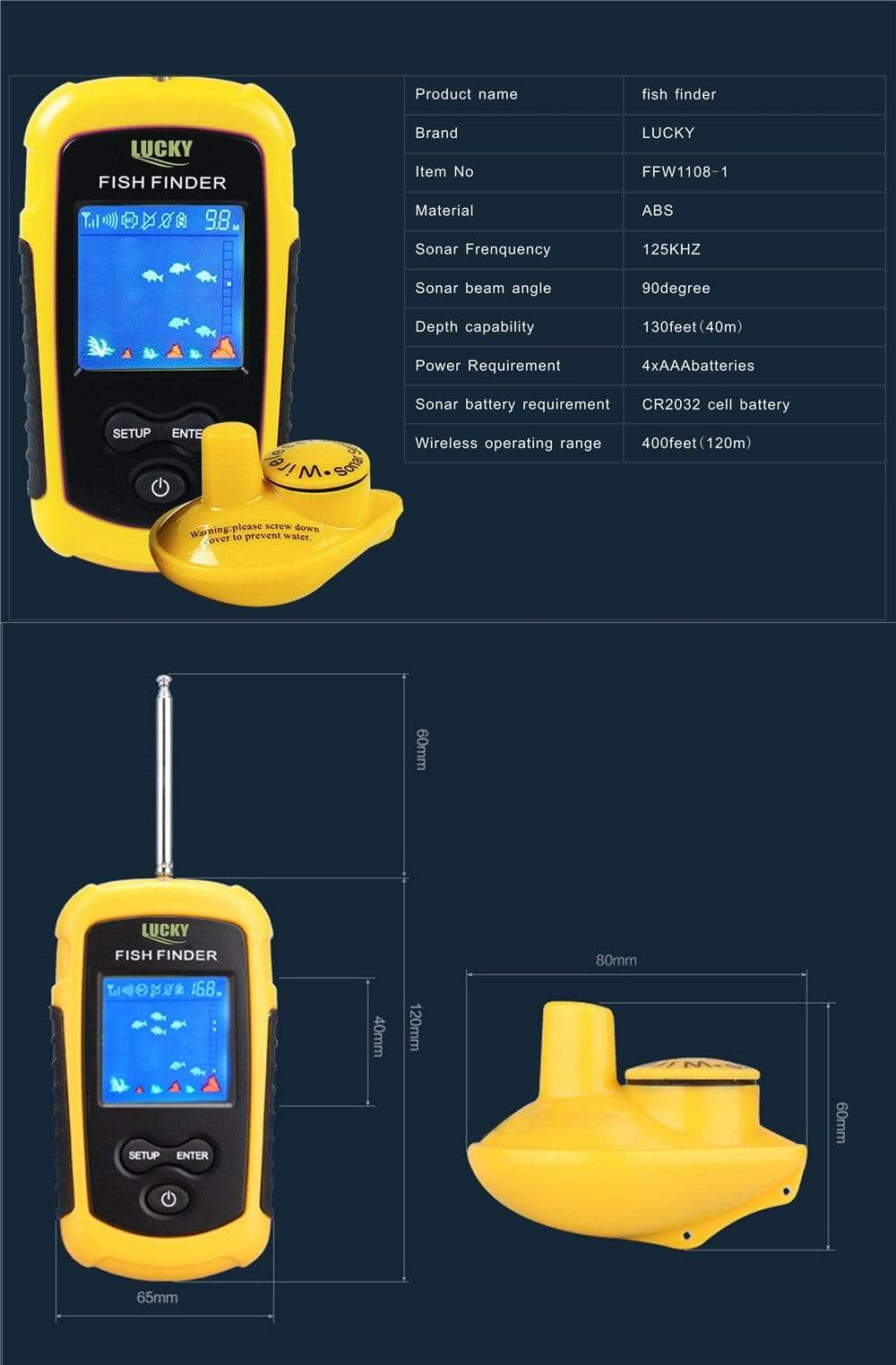 LUCKY Fish Finder 7 models Wireless Sonar marine  