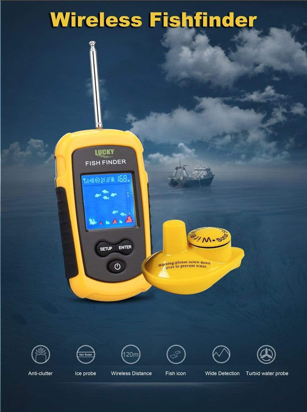 LUCKY Fish Finder 7 models Wireless Sonar marine  BushLine