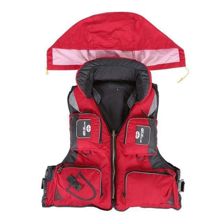 Life Jacket Survival Vest - Pockets marine BushLine Red L