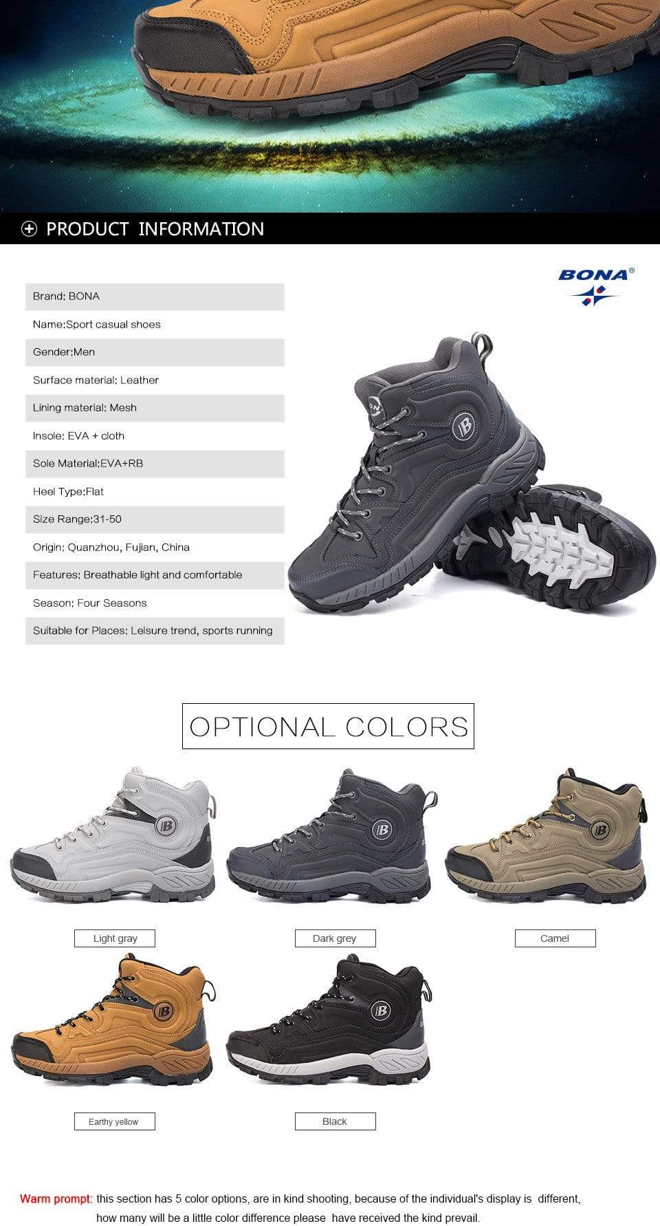 Men Hiking Sport/Outdoor boots Footware  BushLine
