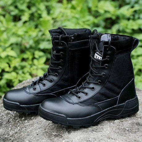 Mens Tactical Boots Breathable Leather & Mesh army surplus BushLine Black 6