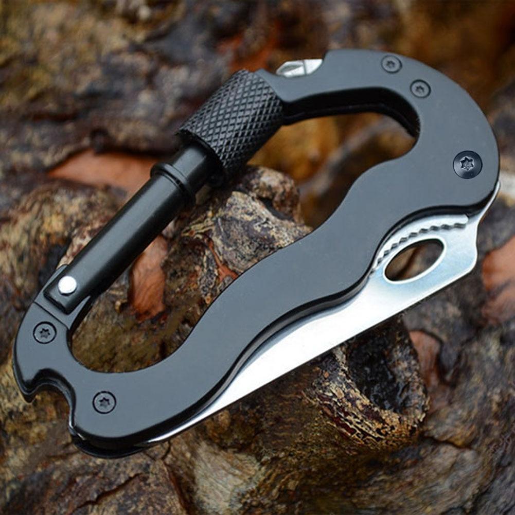 Multi-Tool Folding Knife Slotted Screwdriver 5 In 1 Carabiner Multi-tools BushLine Black