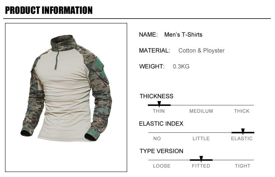 Multicam Military Men Long Sleeve Shirt tacticle clothing  BushLine