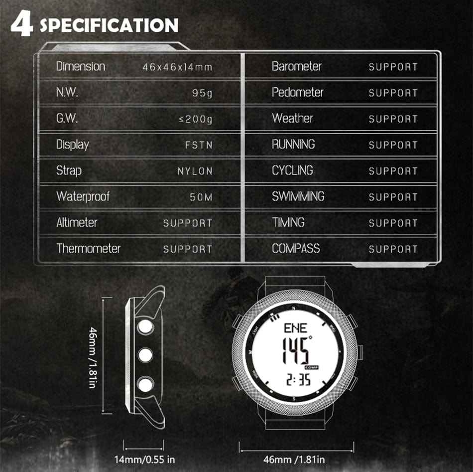 NORTH EDGE Smart Watch APACHE-46 Watchs  BushLine