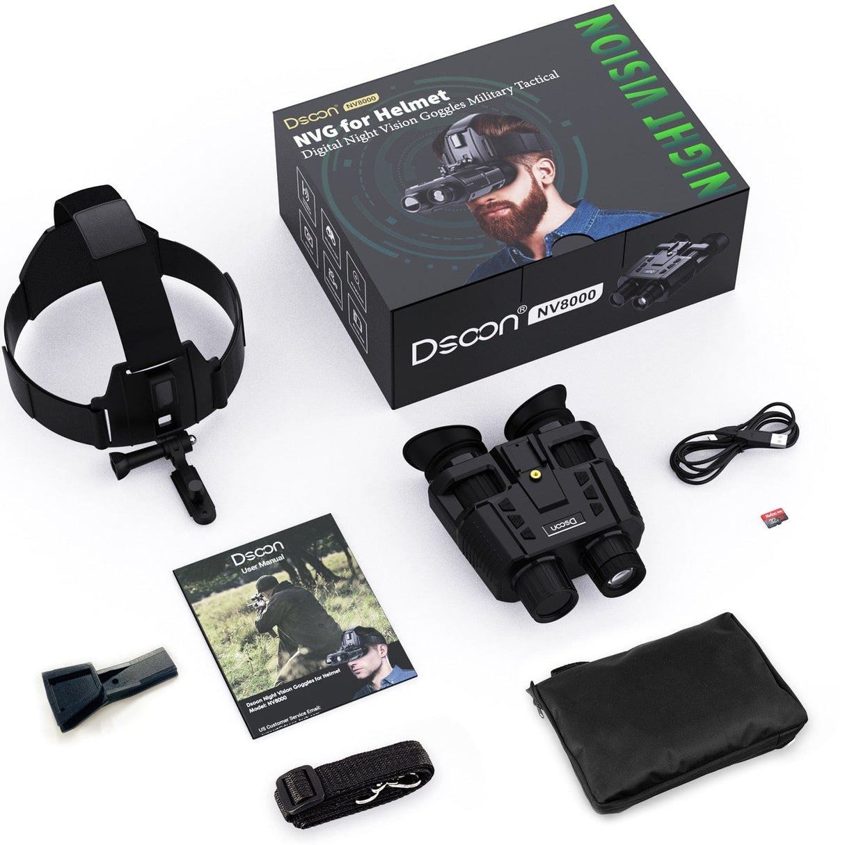 NV8000 Night Vision Google Binoculars Head mountable Infrared Optics  BushLine