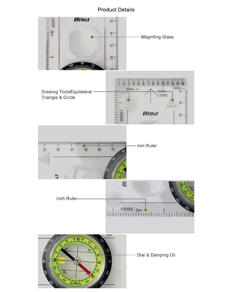 Navigation Compass Map Protractor survival  