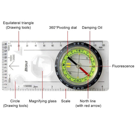 Navigation Compass Map Protractor survival  