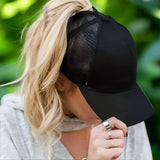 New Woman Ponytail Baseball Cap Hats BushLine A Black