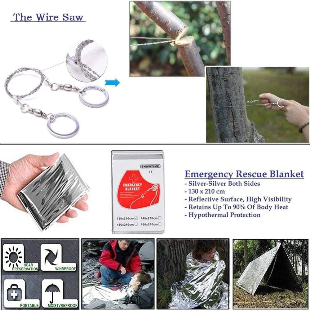 Outdoor Basic Survival Emergency Aid Tool Kits 13 in 1 survival  BushLine
