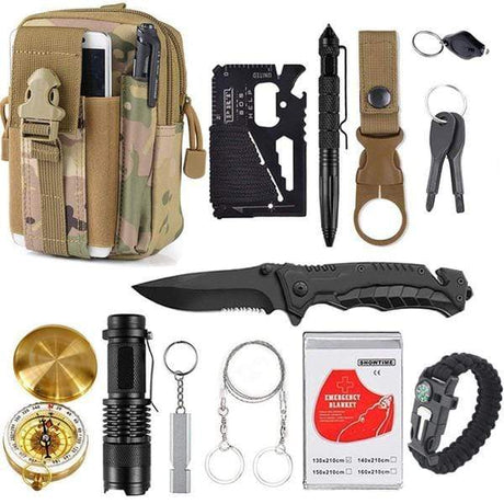 Outdoor Basic Survival Emergency Aid Tool Kits 13 in 1 survival  BushLine