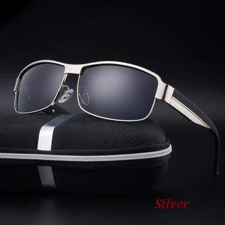 Pilot Polarized Sunglasses + Case Optics BushLine Silver