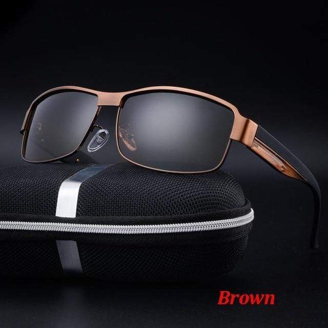 Pilot Polarized Sunglasses + Case Optics BushLine Brown