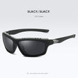 Black frame with black lenses, three-quarter view on a plain white background.