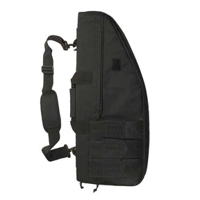 Short black case with shoulder strap fitted and three external pouches