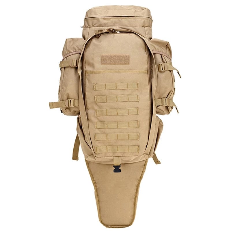 Rugged 70L Over Night Rifle Shovel Tool Camping Backpack Rifle Accesories BushLine TAN