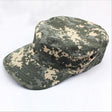 Flat top cap in grey-green digital pixel camouflage, three-quarter front view