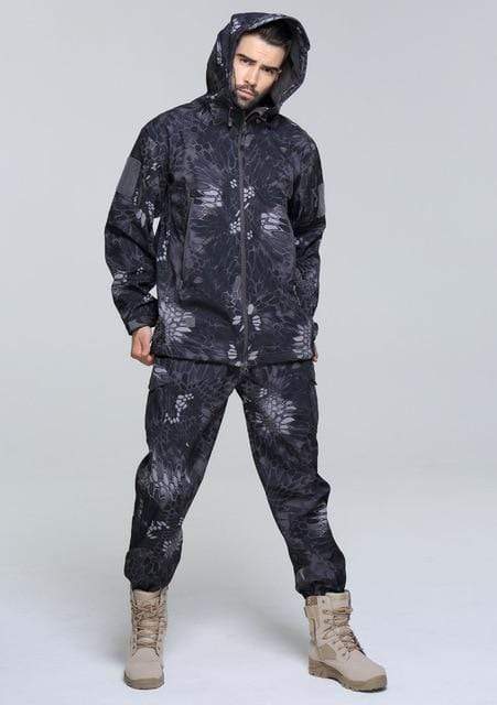 Camouflage Hooded Fleece + Pants Combo jackets BushLine Black Snake S 