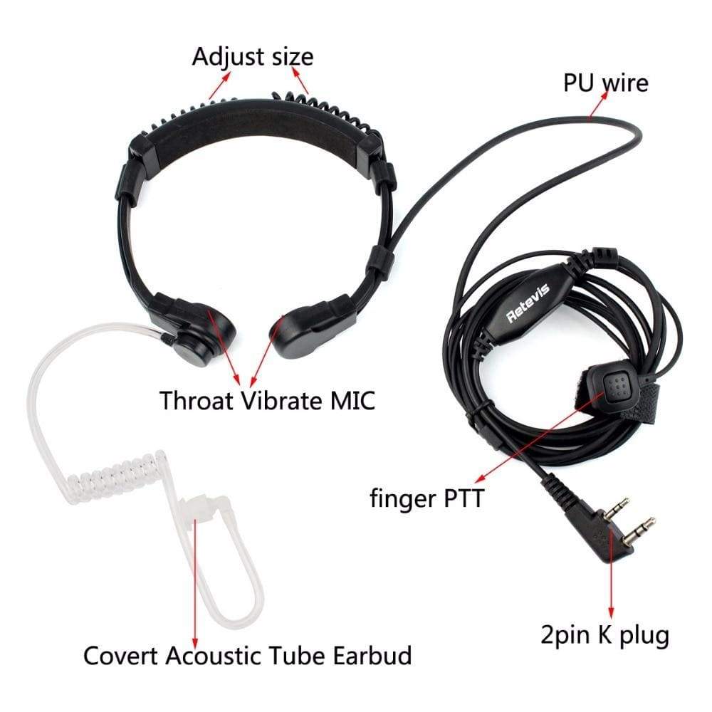 Throat Microphone Headset for 2 way Radio Helmet & Pack Accessories BushLine   