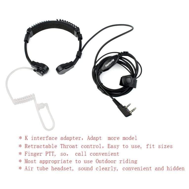 Throat Microphone Headset for 2 way Radio Helmet & Pack Accessories BushLine   