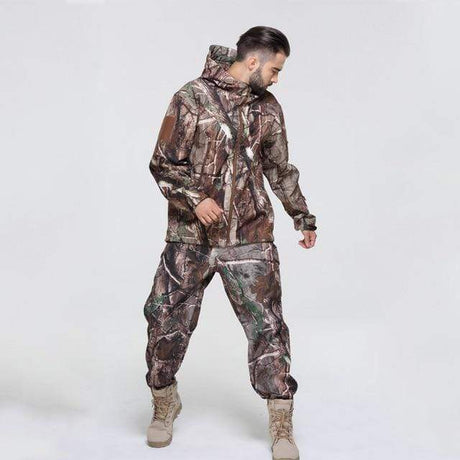 Camouflage Hooded Fleece + Pants Combo jackets BushLine Tree Camo S 