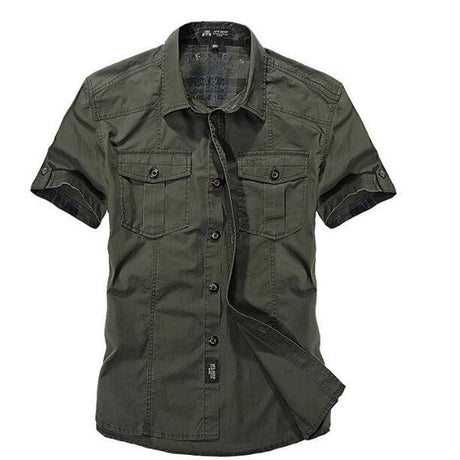 Military Short Sleeves Shirts Cotton Clothing BushLine Army green S 
