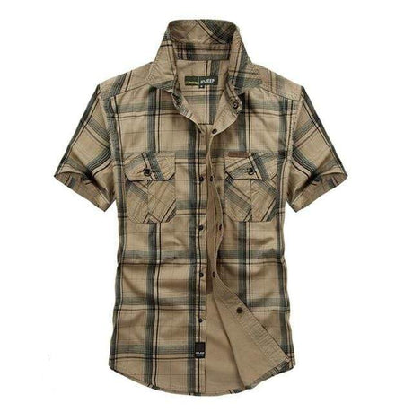Cotton JEEP Shirts - Short Sleeve & Collar Clothing BushLine khaki M 
