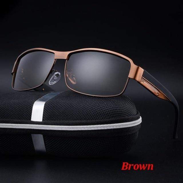 Pilot Polarized Sunglasses  + Case Optics BushLine Brown  