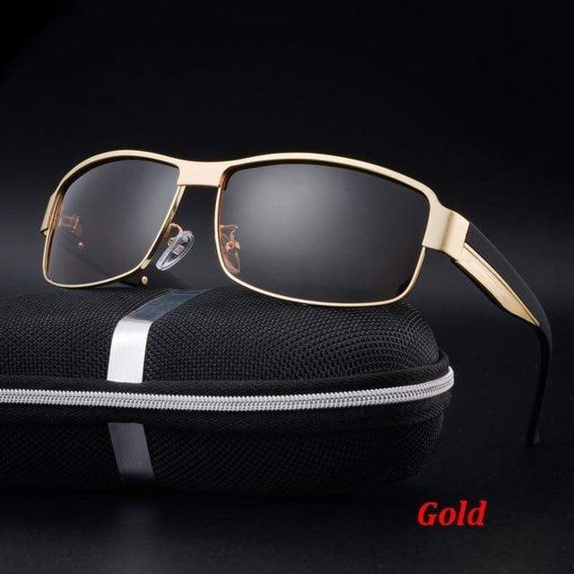 Pilot Polarized Sunglasses  + Case Optics BushLine Gold  