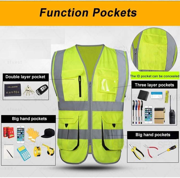 Khaki Work Safety Vest High Visibility Outdoor Clothing BushLine   
