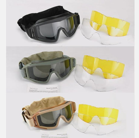 Tactical Goggle / Eye Protection with 3 Lens 2023 safety BushLine   