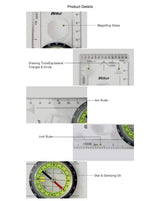 Navigation Map Protractor Compass survival BushLine   