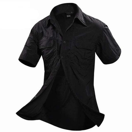 Short Sleeve Shirts,  Breathable Quick Dry tacticle clothing BushLine BLACK M 