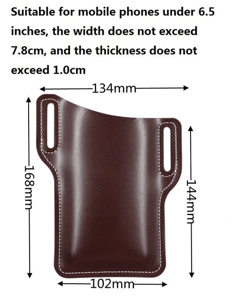 Belt Mounted Phone Holster Leather phone stuff BushLine LY37-Coffee-Small  