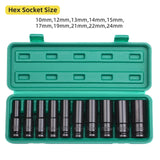 10PCS Impact Socket Set 1/2 Drive Hex 8-24mm tools BushLine   