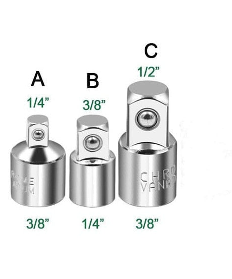 6 piece Socket Adapters Set 1/2 3/8 1/4 inch tools BushLine 3pcs A B C  