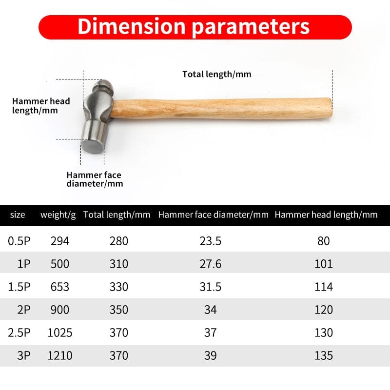 Ball Pein Hammers multiple sizes tools BushLine   