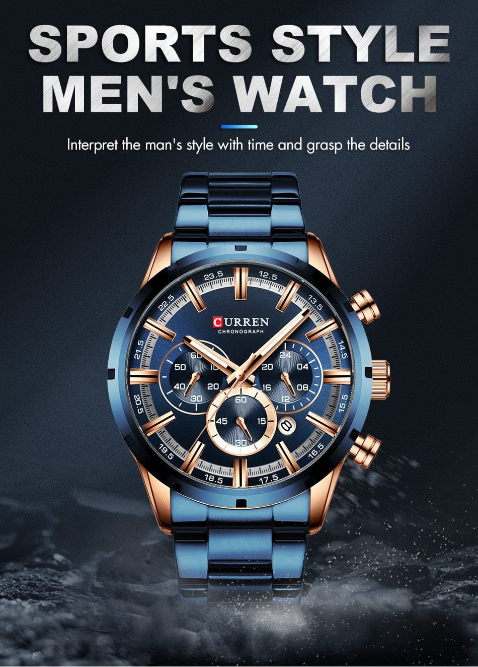 CURREN 8355 Luxury Sports Quartz Waterproof Watchs BushLine   