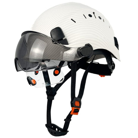 CE Carbon Fiber Pattern Construction Safety Helmet head protection BushLine MT WHITE CS Visor  