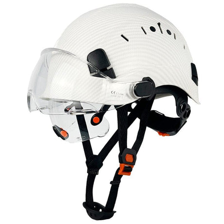 CE Carbon Fiber Pattern Construction Safety Helmet head protection BushLine MT WHITE CC Visor  