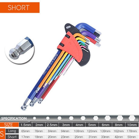 Colour Coded Torx & Hex Head Allen Key Set tools BushLine HEX KEY SET SHORT  
