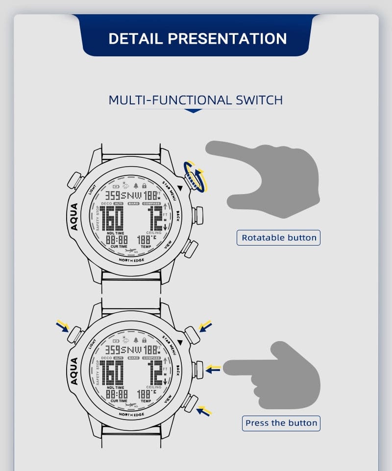 NORTH EDGE Scuba Diving Computer Watch Watchs BushLine   