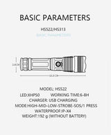 Rechargeable Powerful LED Flashlight Optics BushLine   