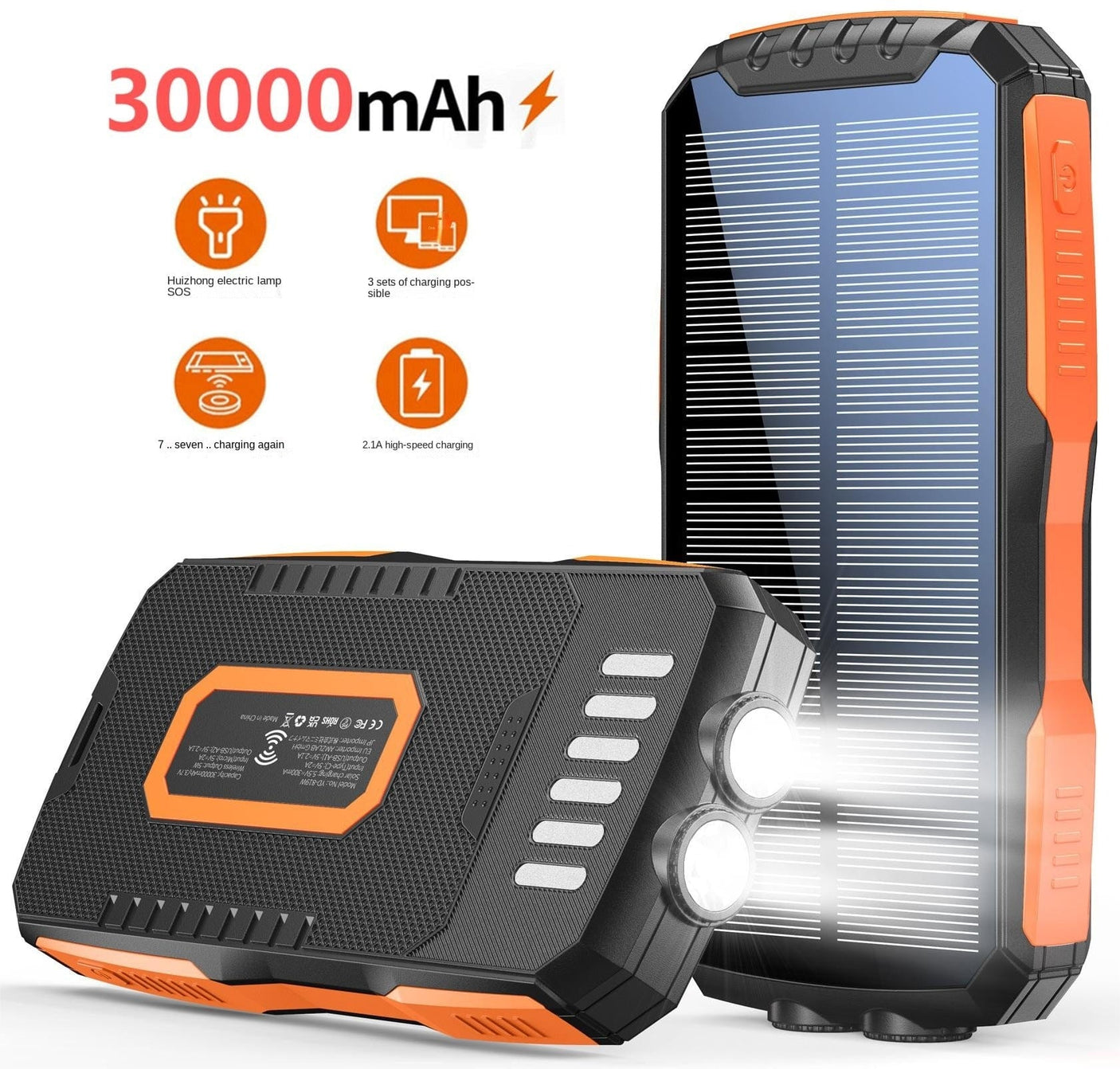 Solar Power Bank 30000mAh Wireless Charging solar power BushLine   